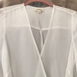 L’AGENCE draping front v-neck blouse cream
